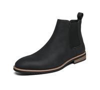 Generisch Leather Boots Men's Classic Chelsea Boots Lightweight Casual Ankle Boots Round Toe PU Leather Boots Retro Large Size Casual Ankle Boot Slip On Oxford Shoes, black, 6 UK