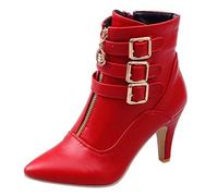 Generisch Leather Boots Women's Short Western Boots Short Boots High Heels Boots Cowboy Boots Riding Boots Ankle Boots Women's Boots Slip On Boots Half Boots Autumn Winter Ankle Boots Work Boots, red