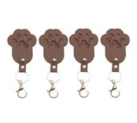 Generisch Leather Keyring for Pet Hair, 4 Pieces, Dog Hair Collector Key Ring, Personalised Storage Box for Pet Hair, for Dogs, Memorial Gift for Dogs, Cats, Paw Shape