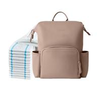 Generisch Leather Nappy Backpack, PU Leather Bag, 16.14 x 13.78 x 7.87 Inches, Multi-Function Waterproof Travel Backpack, Stylish Mommies Bags Daily Use, Large Storage for , khaki, Siehe