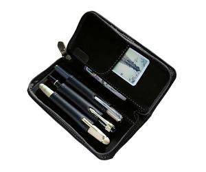 Generisch Leather Pencil Case - Vintage Desk with Multiple Compartments | Case for Fountain Pen | For Workplace School Study Travel Home Stationery, black, see description, See description