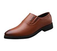 Generisch Leather Shoes Men's Suit Shoes Pointed Toe Classic Patent Leather Business Shoes Slip On Breathable Soft Comfortable Moccasin Outdoor Lightweight Business Oxford Shoes Size 38-48, yellow, 11