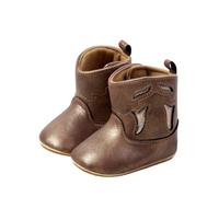 Generisch Leather Western Boots Cowboy Bootie Soft Sole Non-Slip Crib Shoes for Baby Toddler Girls Boys Newborn, brown, 6 UK Child