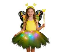 Generisch LED Butterfly Costume - Tutu Skirt with Wings, Headband and Cosplay Outfit, Charming for Girls, Children's Birthday, Stage Performance, Festival, Halloween, Christmas, Party, Anzi