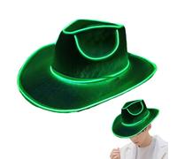 Generisch LED Cowboy Hat Illuminated - Glow in the Dark Pile, Batteries Working Dressing Hat | Sparkling Party Hat for Theme Evenings, Luminous Cowboy Hat for Men and Women Party Clothing