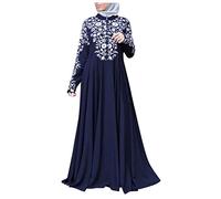 Generisch Leisure Sports Islamic Fashion Dresses Middle East Ethnic Kaftan Button Press Muslim Long Dress Dubai Turkey Arabic Jilbab Dress, blue, XXL