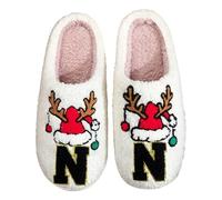 Generisch Letter Slippers for Couples, Warm Winter Slippers with Reindeer Antlers, Breathable, Comfortable, Non-Slip, Ideal as a Holiday Gift for Him, Cuddly Casual Shoes for, Red 4, 36