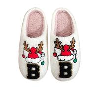 Generisch Letter Slippers for Couples, Warm Winter Slippers with Reindeer Antlers, Breathable, Comfortable, Non-Slip, Ideal as a Holiday Gift for Him, Cuddly Casual Shoes for, Black (black 2), 42