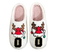 Generisch Letter Slippers for Couples, Warm Winter Slippers with Reindeer Antlers, Breathable, Comfortable, Non-Slip, Ideal as a Holiday Gift for Him, Cuddly Casual Shoes for, Red 5, 36
