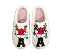 Generisch Letter Slippers for Couples, Warm Winter Slippers with Reindeer Antlers, Breathable, Comfortable, Non-Slip, Ideal as a Holiday Gift for Him, Cuddly Casual Shoes for, Black (black 1), 42