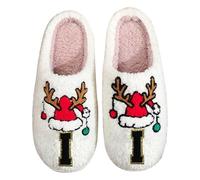 Generisch Letter Slippers for Couples, Warm Winter Slippers with Reindeer Antlers, Breathable, Comfortable, Non-Slip, Ideal as a Holiday Gift for Him, Cuddly Casual Shoes for, White4, 36