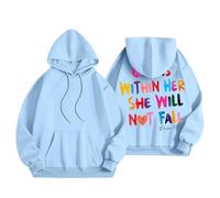 Generisch Light Blue Hoodie Women's Sweatshirt Women's Verse Pullover God in Her Long Sleeve Inspirational Hoodie Cat Jumper Children, sky blue, M
