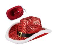 Generisch Light Up Cowboy Hat Costume Headwear with Sequins Christmas Hats for Women Men Party Gathering Celebration Outdoor Sports Event Concert Halloween Cosplay Holiday