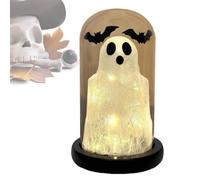 Generisch Lighted Ghost In Glass Bell | Creative Bat Light Lamp Decoration | Halloween Ghost Decoration | for Home Mantle Table Party Holidays Centrepieces Room Kitchen Fireplace