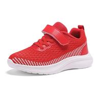 Generisch Lightweight breathable mesh sports shoes for girls, comfortable everyday trainers with colour matching for dynamic activities, red, 5 UK Child