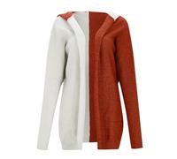 Generisch Lightweight Cardigan Women's Casual Colour Matching Long Pullover Coat with Hood for Women Fur Collar, orange, S