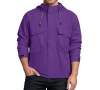 Generisch Lightweight Raincoat for Men, Sports Zipper, Hooded Raincoat, Windproof Jacket for Hiking, Running, Camping, Outdoor Fishing, Turkey Men, Dark purple, 3XL