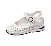 Generisch Lightweight Trainers Women's Height-Adjustable Slip On Breathe Mesh Hiking Shoes Comfort Wedge Platform Loafers Badminton Shoes Baseball Shoes, White, 6 UK