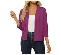 Generisch Lightweight women's cardigan elegant crochet lace with 3/4 sleeves fashionable shawl collar for stylish evening wear, Dark purple, S