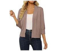 Generisch Lightweight women's cardigan elegant crochet lace with 3/4 sleeves fashionable shawl collar for stylish evening wear, Light purple, L