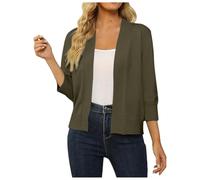 Generisch Lightweight women's cardigan elegant crochet lace with 3/4 sleeves fashionable shawl collar for stylish evening wear, Army Green, S