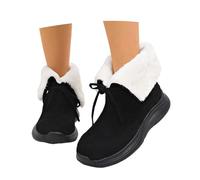 Generisch Lined Snow Shoes Women's Plain Warm Winter Shoes Short Shaft Thick Sole Slip On Shoes Outdoor Activities Snow Boots Low Heel Boots Shoes Winter Boots, O Black, 8.5 UK