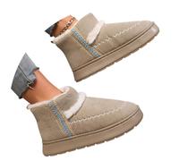 Generisch Lined Winter Shoes, Women's Snow Boots, Thick Sole, Short Boots, Embroidery, Ethnic Look, Casual Boots, Slip-On Winter Boots, Casual Style, Slip-On Boots, O khaki., 9 UK