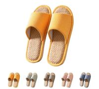 Generisch Linen Fabric Slippers Indoor Slippers All Year Round Comfortable Breathable Non-Slip Silent Home Slippers Winter Slippers House Slippers Bedroom Mules, orange, 10 UK