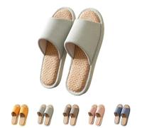 Generisch Linen Fabric Slippers Indoor Slippers All Year Round Comfortable Breathable Non-Slip Silent Home Slippers Winter Slippers House Slippers Bedroom Mules, mint green, 9 UK