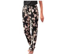 Generisch Linen Trousers Women's High Waist Printed Easy Trousers Long Trousers Boho Beach Pockets Trousers Waist Printing Boho Women's Easy Pockets High Trousers Beach Trousers Long Trousers Pro