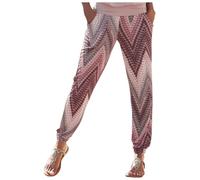 Generisch Linen Trousers Women's High Waist Printed Easy Trousers Long Trousers Boho Beach Pockets Trousers Waist Printing Boho Women's Easy Pockets High Trousers Beach Trousers Long Trousers Pro