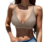 Generisch Lingerie Comfortable Women's Bra with U-shaped Back Narrow Chest without Steel Ring with Lace Adjustment Collar Women's Clothing, coffee, L