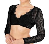 Generisch Lingerie Top Women's 1PC Underwired Lingerie Lace Vest Women's Elegant Dirndl Blouse Black Dirndl Blouse Lace Blouse for Oktoberfest Lingerie Flowers Lingerie, black, 6XL