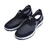 Generisch Loafer Men's Sports Shoes Summer Mesh Breathable Lightweight Trainers Flat Soft Sole Slip On Cushioning Jogging Shoes Outdoor Running Casual Walking Shoes 39-44 EU, black, 8.5 UK
