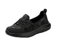 Generisch Loafer Women's Casual Shoes Summer Flat Non-Slip Lightweight Trainers Plain Large Sizes Comfortable Walking Shoes Outdoor Hiking Casual Trainers with Laces 35-43, black, 8 UK