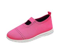 Generisch Loafer Women's Fabric Shoes Summer Mesh Breathable Lightweight Trainers Plain Soft Sole Slip On Cushioning Sports Shoes Outdoor Running Workout Casual Shoes 35-41 EU, hot pink, 8.5 UK