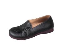 Generisch Loafer Women's Leather Flat Slippers, Comfortable, Soft Low Shoes, Lightweight Breathable Boat Shoes, Casual Oxford for Seniors, Wide Feet, Casual Shoes with Soft Footbed, Slip-On Shoes for