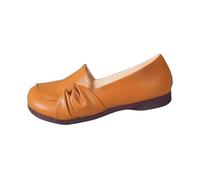 Generisch Loafer Women's Leather Flat Slippers, Comfortable, Soft Low Shoes, Lightweight Breathable Boat Shoes, Casual Oxford for Seniors, Wide Feet, Casual Shoes with Soft Footbed, Slip-On Shoes for