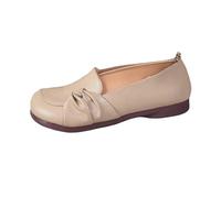 Generisch Loafer Women's Leather Flat Slippers, Comfortable, Soft Low Shoes, Lightweight Breathable Boat Shoes, Casual Oxford for Seniors, Wide Feet, Casual Shoes with Soft Footbed, Slip-On Shoes for