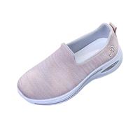 Generisch Loafer Women's Sports Shoes Summer Mesh Breathable Lightweight Trainers Trendy Slip On Thick Sole Cushioning Comfortable Trainers Outdoor Running Casual Summer Shoes 35-41 EU, pink, 7 UK