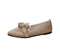 Generisch Loafers Women's Flat Shoes, Slip-On Summer Shoes, Low Shoes, Mary Jane Shoes, Elegant Walking Shoes, Comfortable for Casual Shoes, Moccasins, Outdoor Shoes, Without Laces, Khaki2, 4 UK