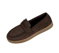Generisch Loafers Women's Suede Look Wearable Platform Sole Evening Shoes Rounded Toe Shape Slippers Timeless Design Low Shoes Non-Slip Thick Wedding Shoes Moccasins, brown, 4 UK