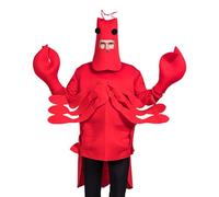Generisch Lobster Costume for Adults, Halloween Lobster Costume, Red Comfortable Lobster Costume Jumpsuit with Hood, Wear Bodysuit Unisex for Halloween Party Women Men