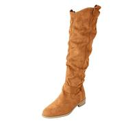 Generisch Long Coloured Toe Warm Autumn Boots with Round Shape Straight Sole for Women - Elegant Design Ankle High Shoes with Side Zip for Leisure Activities, Bw2, 8.5 UK