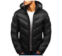 Generisch Long men's winter parka durable cotton with fashionable patchwork design, adjustable for optimal protection against the cold during outdoor activities, black, 3XL