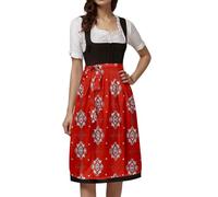 Generisch Long Sleeve Gothic Dress Lace German Oktoberfest Costume for Women Lace Up Half Apron Traditional Cosplay Dress Outfit for Party Festival Cat Noir Cosplay Costume, red, M