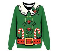 Generisch Long Sleeve Lightweight Dad Children's Jumper with Family Print Casual Wear for Festive Holiday Season Comfortable Soft Fabric Binding Strengthening Between Father Child, Green, L