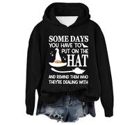 Generisch Long Sleeve Sweatshirt Women for Women Oversized Letter Print Loose Fit Trendy Hooded Neck Shirts Turkey Jumper, black, L