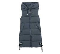 Generisch Long Vest with Hood Women's Lightweight Down Vest Outdoor Women's Quilted Vest Sleeveless Women's Vest Casual Hiking Vest Sporty Cardigan with Zip Thermal Vest Windstopper Winter Vest, gray
