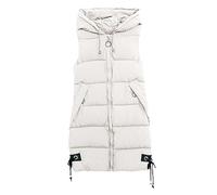 Generisch Long Vest with Hood Women's Lightweight Down Vest Outdoor Women's Quilted Vest Sleeveless Women's Vest Casual Hiking Vest Sporty Cardigan with Zip Thermal Vest Windstopper Winter Vest, beige